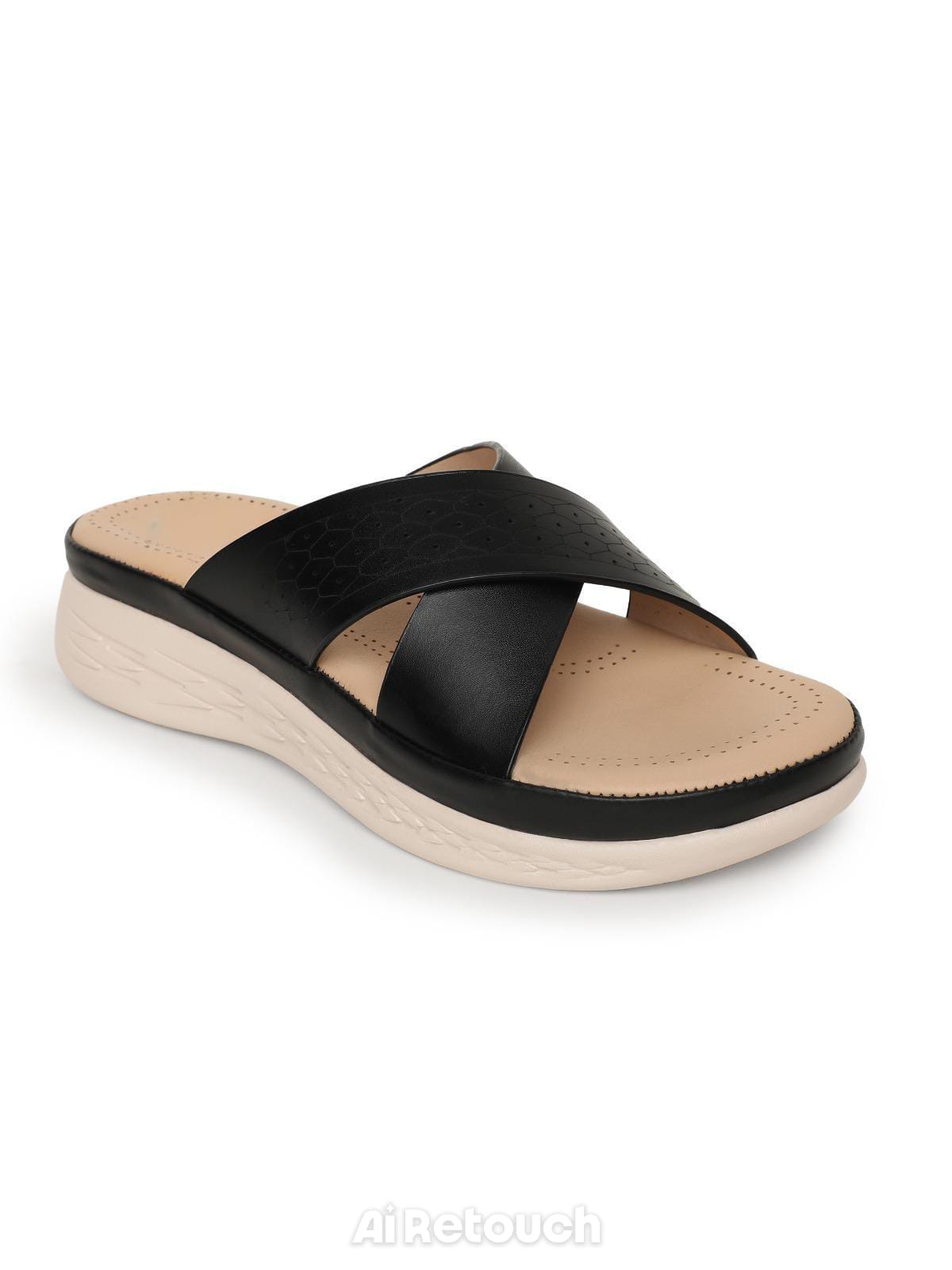 Nekmo Fashion  womens talot Black thong-wedges